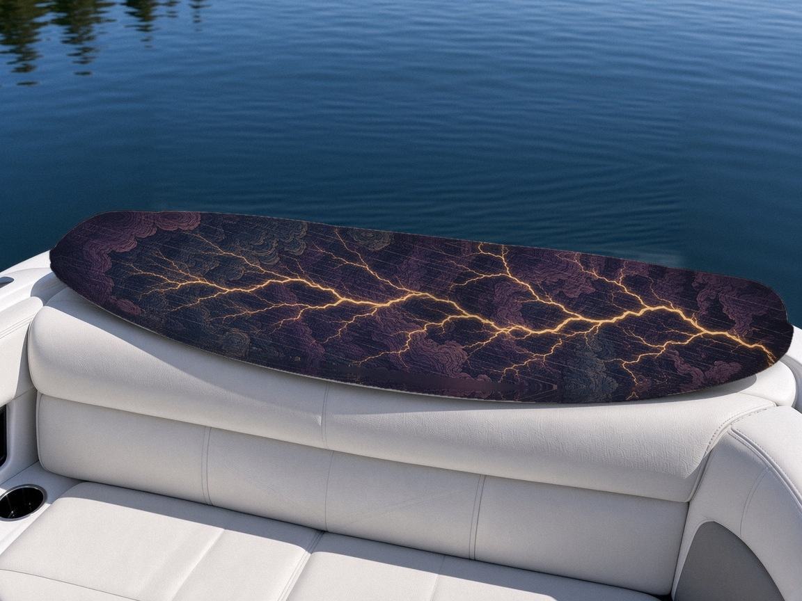 Raijin Thunder Drums wakeboard, on the boat wrap, bottom side