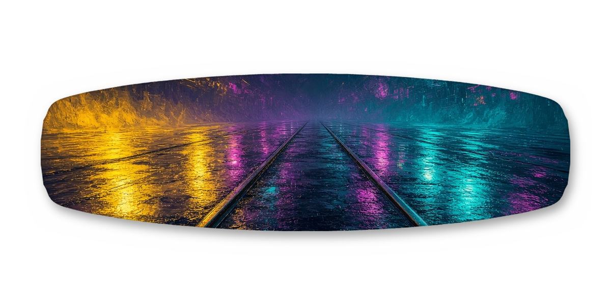 Rain Tram Street wakeboard, studio shot wrap, bottom side