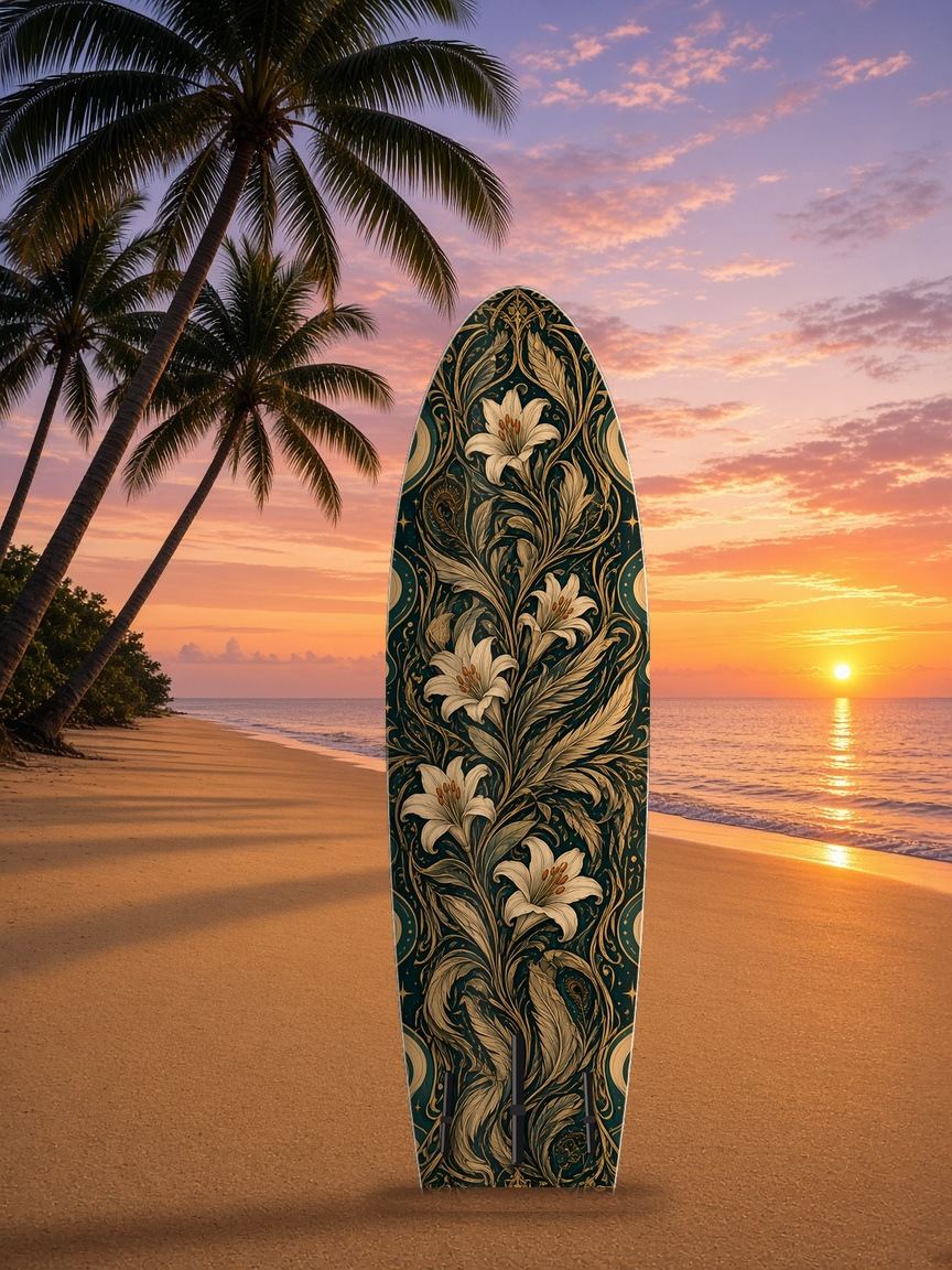 Raven Crescent Nouveau paddleboard wrap, bottom side