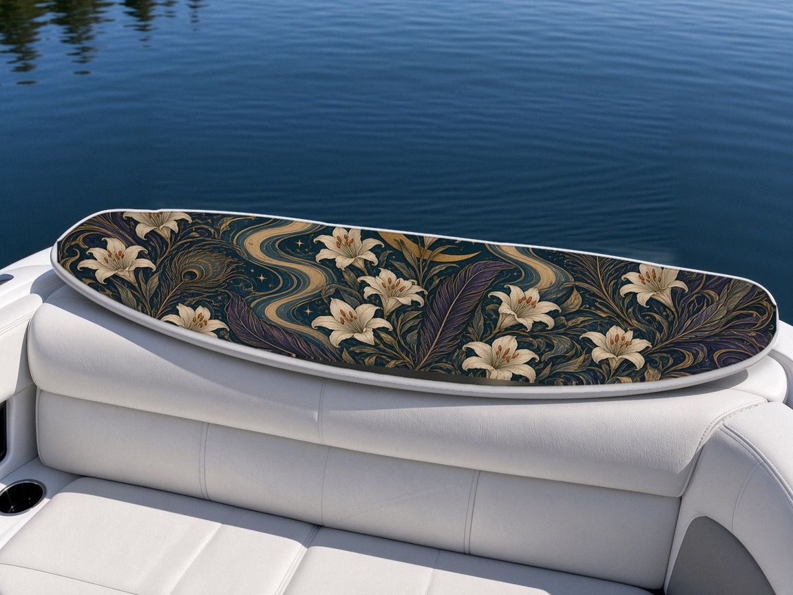 Raven Crescent Nouveau wakeboard, on the boat wrap, bottom side