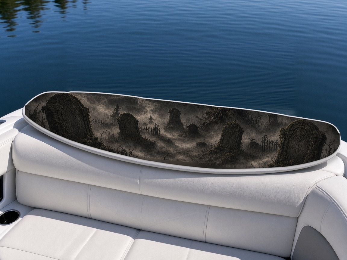 Raven Gravestone Valid wakeboard, on the boat wrap, bottom side