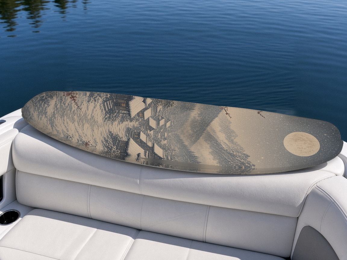 Ronin Snow Umbrella wakeboard, on the boat wrap, bottom side