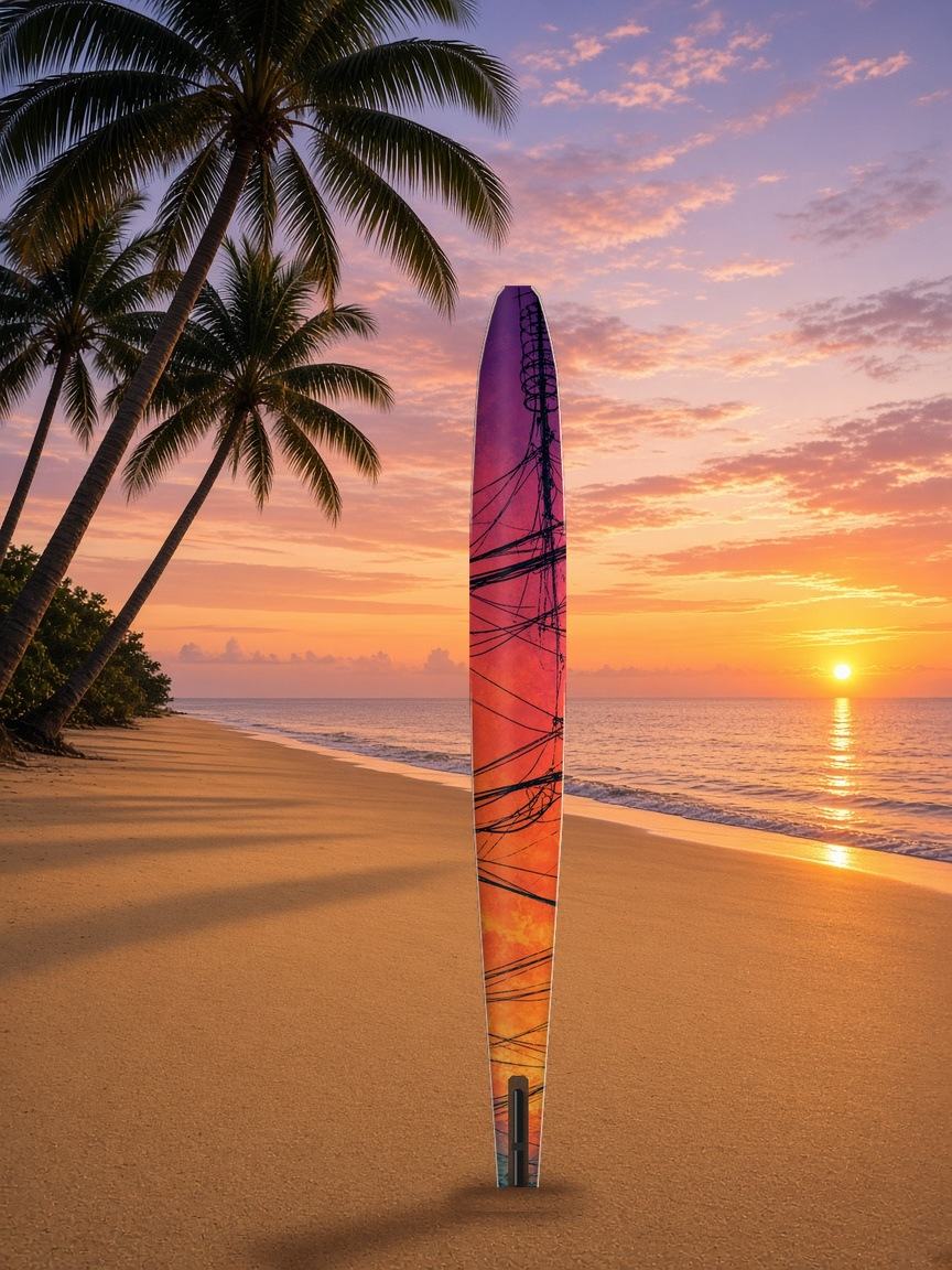 Rooftop Antenna Sunset slalom ski wrap, bottom side