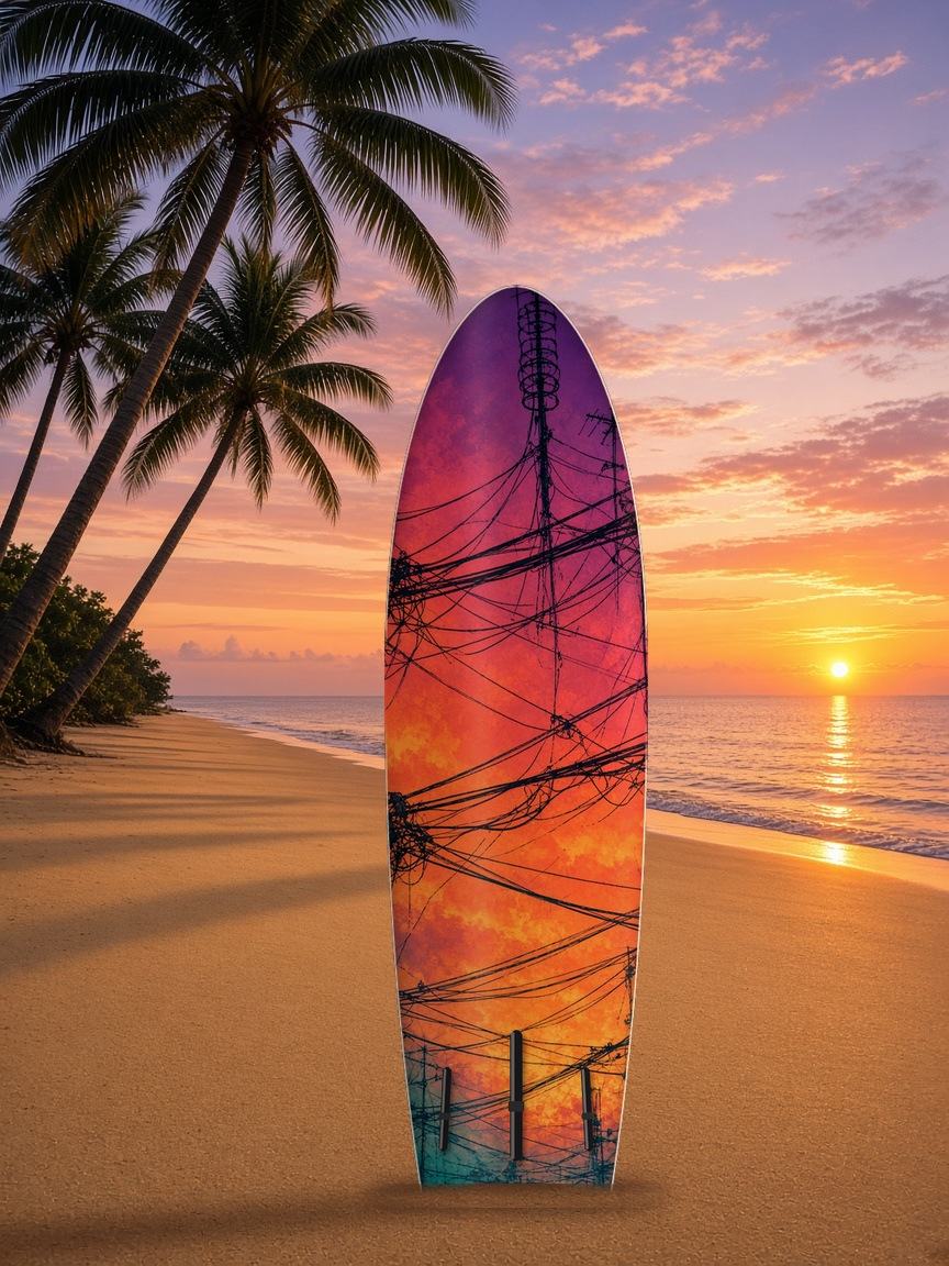 Rooftop Antenna Sunset paddleboard wrap, bottom side