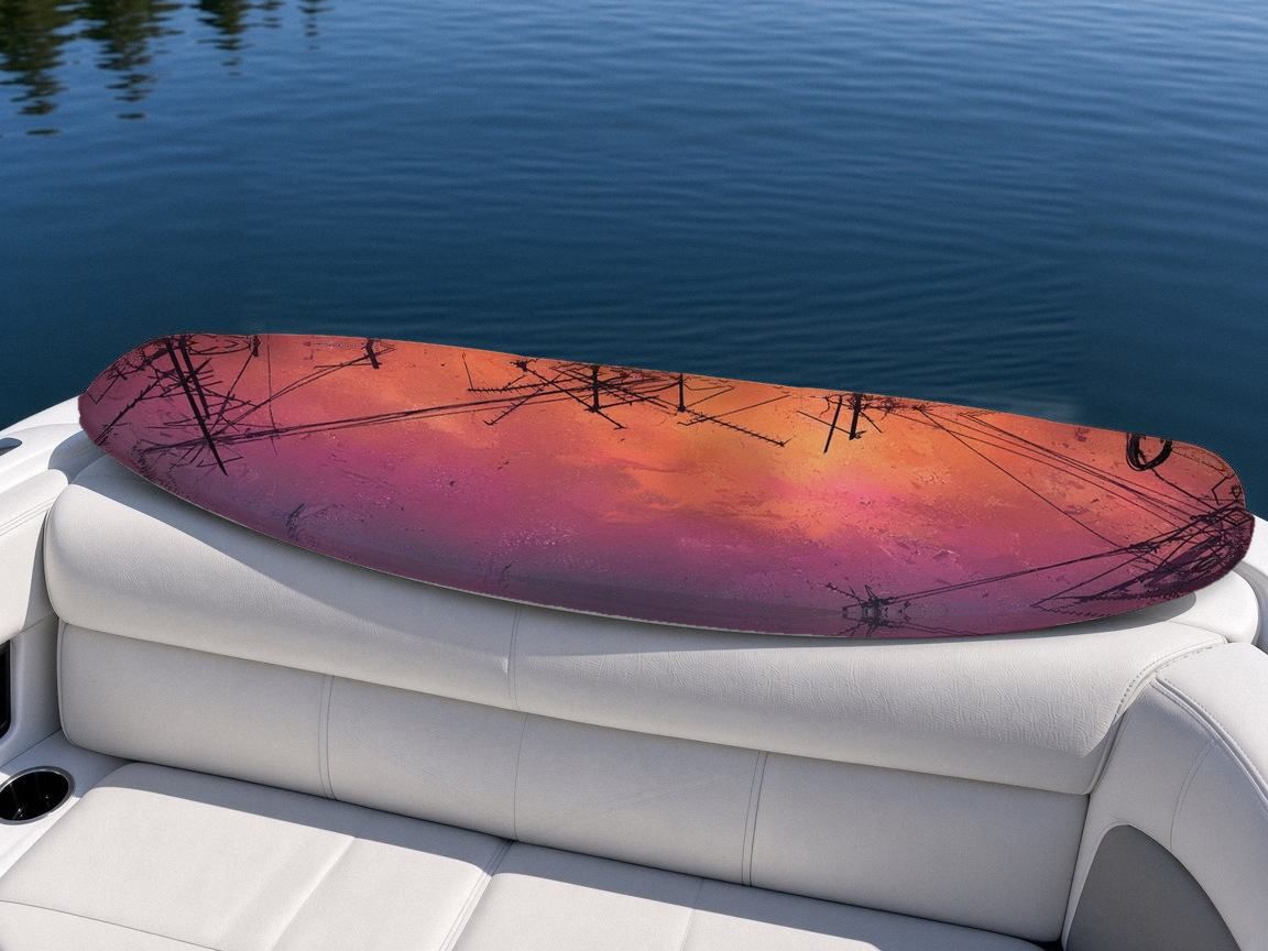 Rooftop Antenna Sunset wakeboard, on the boat wrap, bottom side