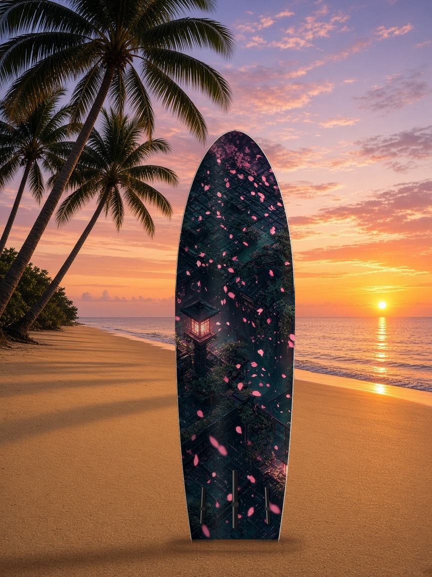 Rooftop Blossom Dusk paddleboard wrap, bottom side