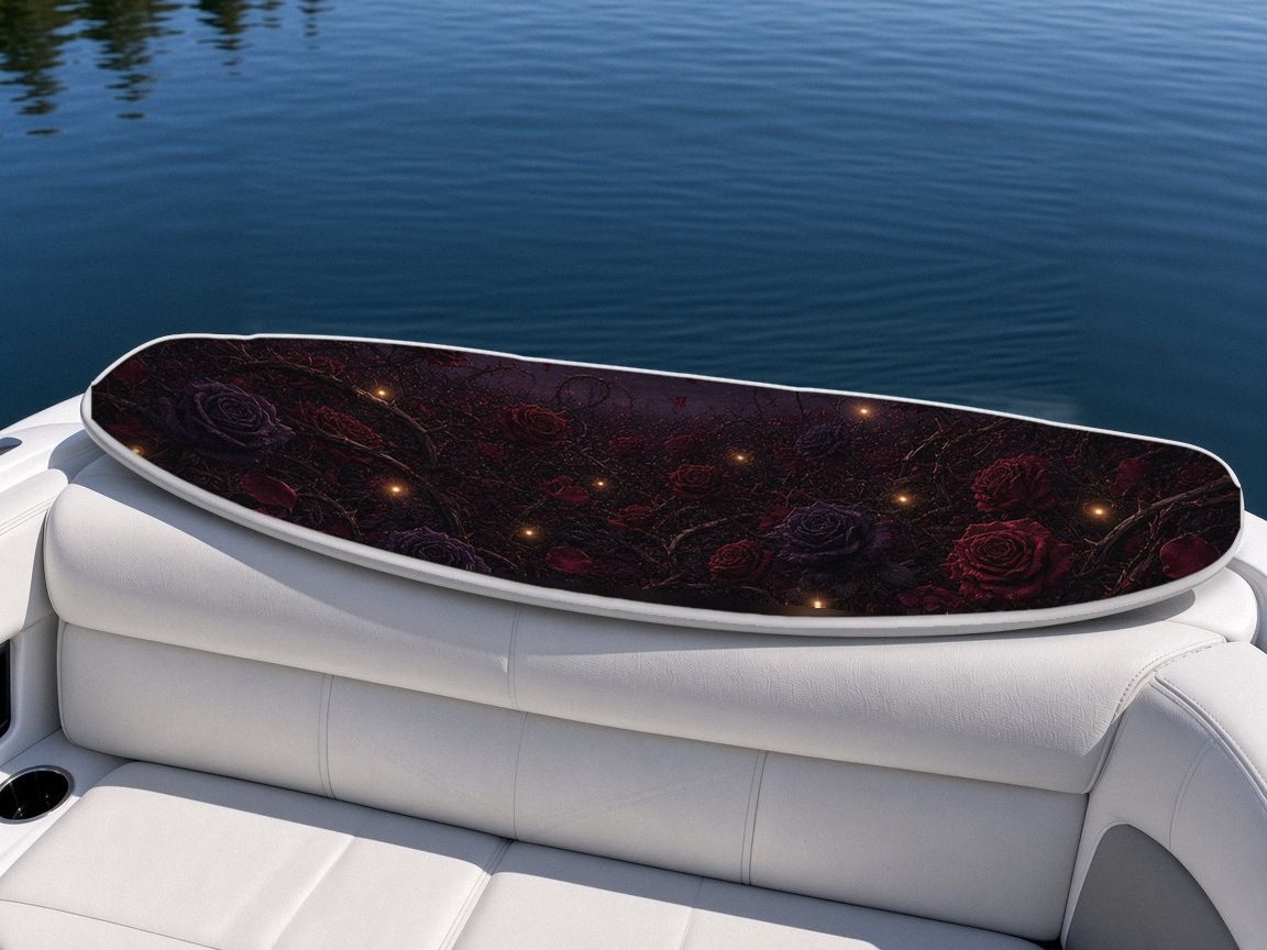 Rose Garden Crescent Gate wakeboard, on the boat wrap, bottom side