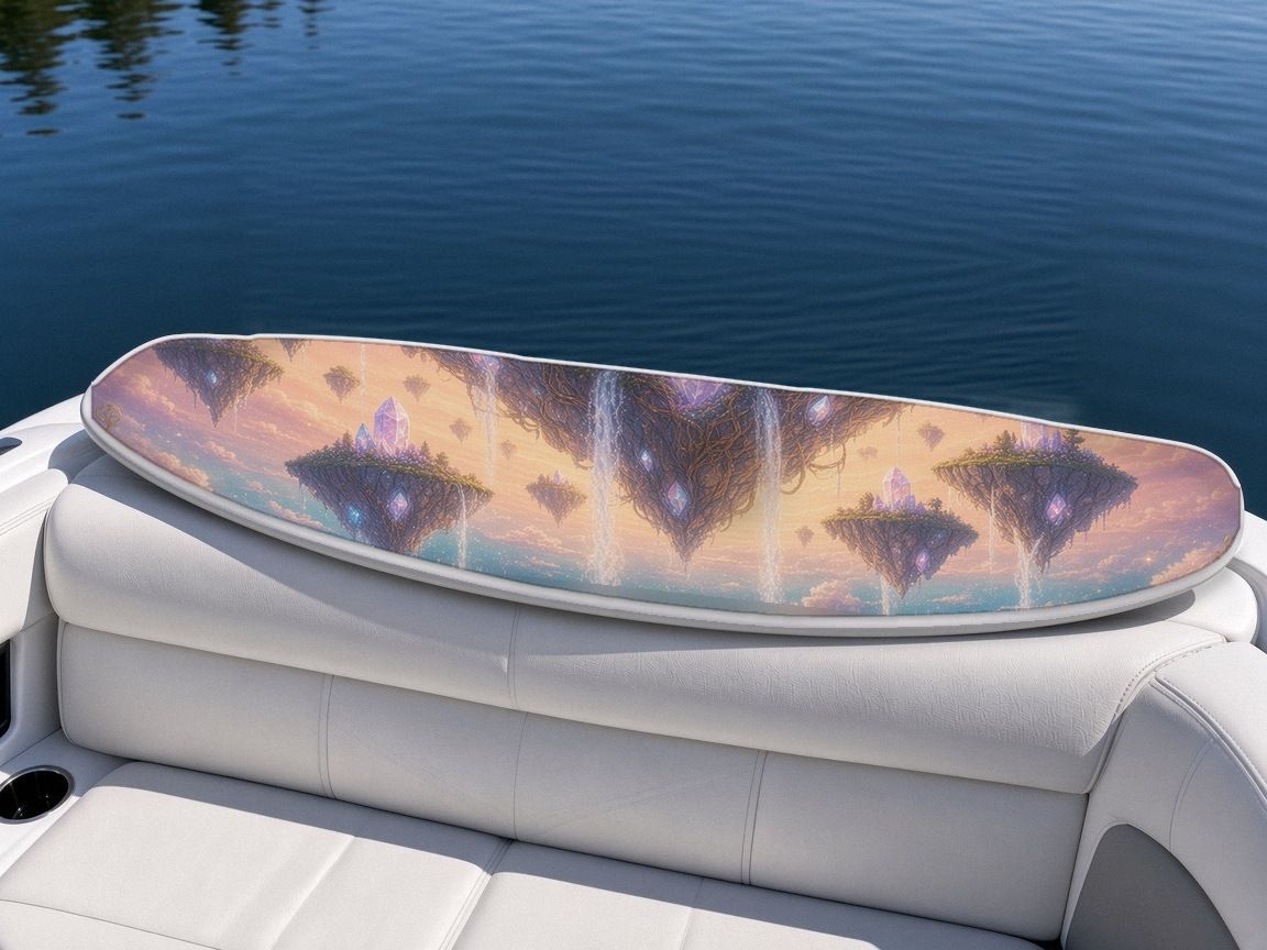 Sky Whale Floating Islands wakeboard, on the boat wrap, bottom side