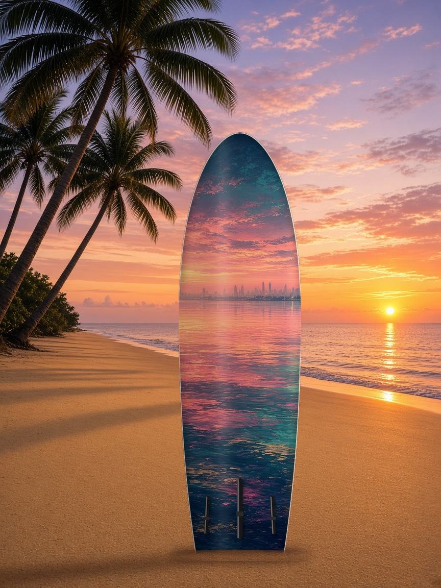 Skyline Dawn Bay paddleboard wrap, bottom side