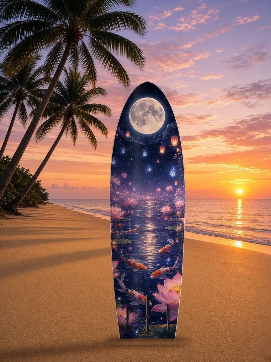 Spirit Fox Lotus Moonpond paddleboard wrap, bottom side