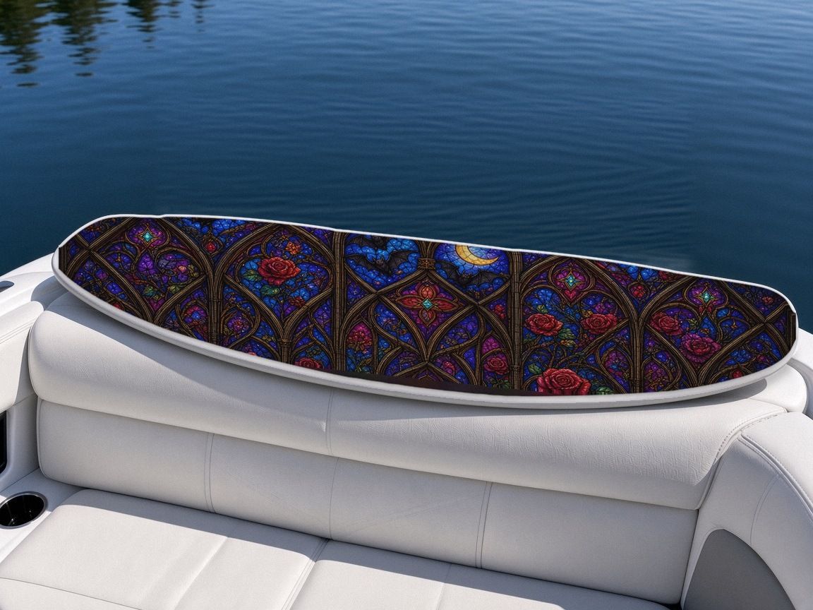 Stained Glass Rose Window wakeboard, on the boat wrap, bottom side