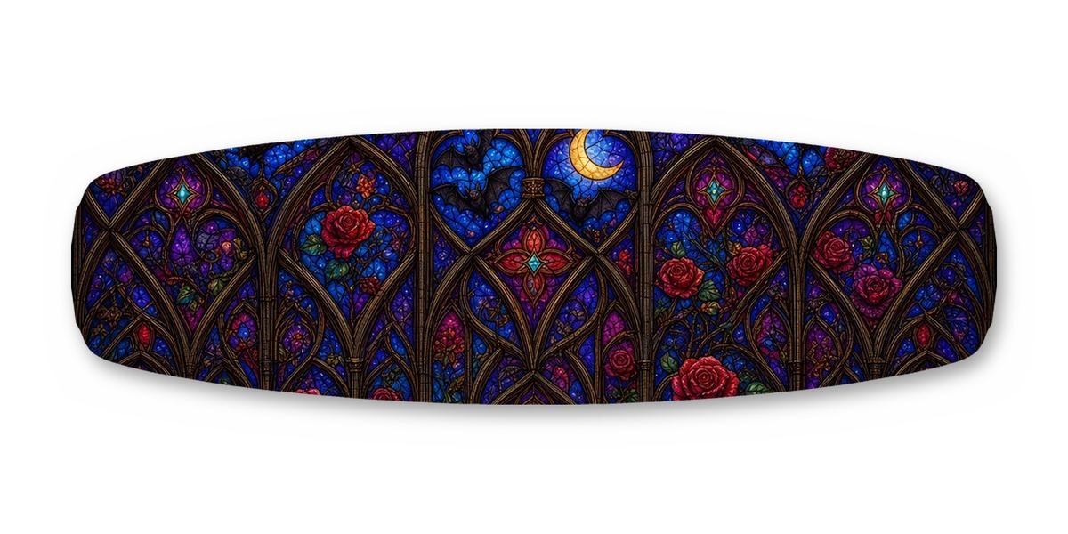 Stained Glass Rose Window wakeboard, studio shot wrap, bottom side