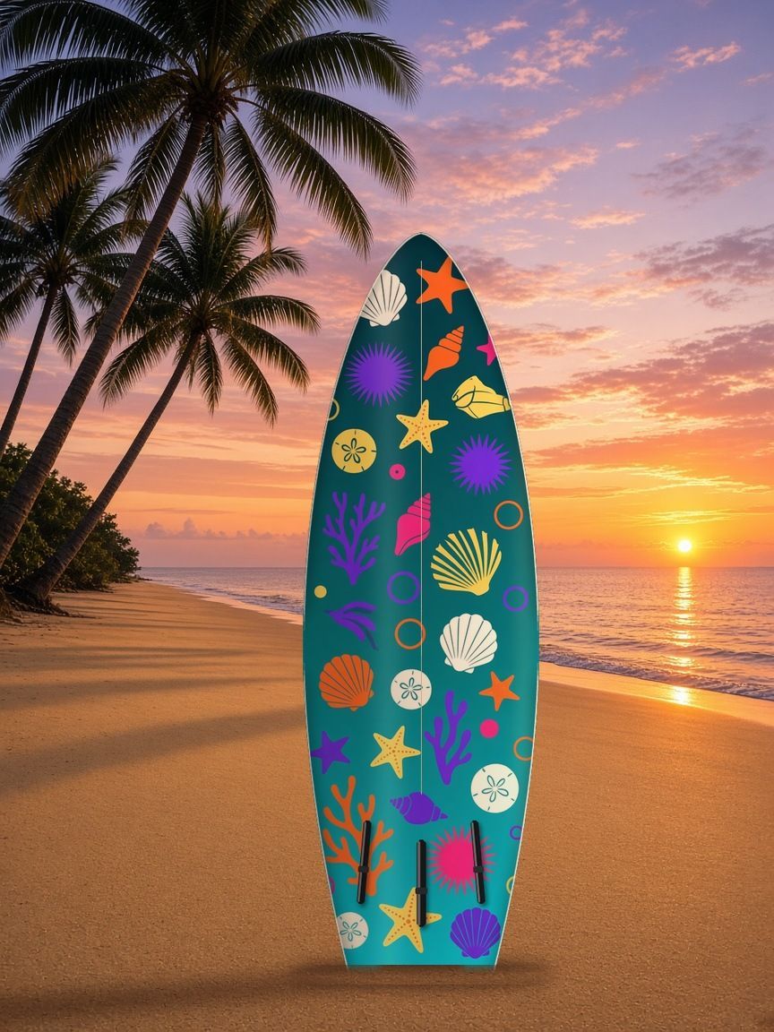 Tide Pool surfboard wrap, bottom side, Summer Water collection