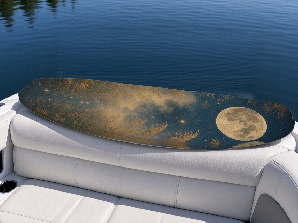 Tiger Bamboo Moonlight wakeboard, on the boat wrap, bottom side