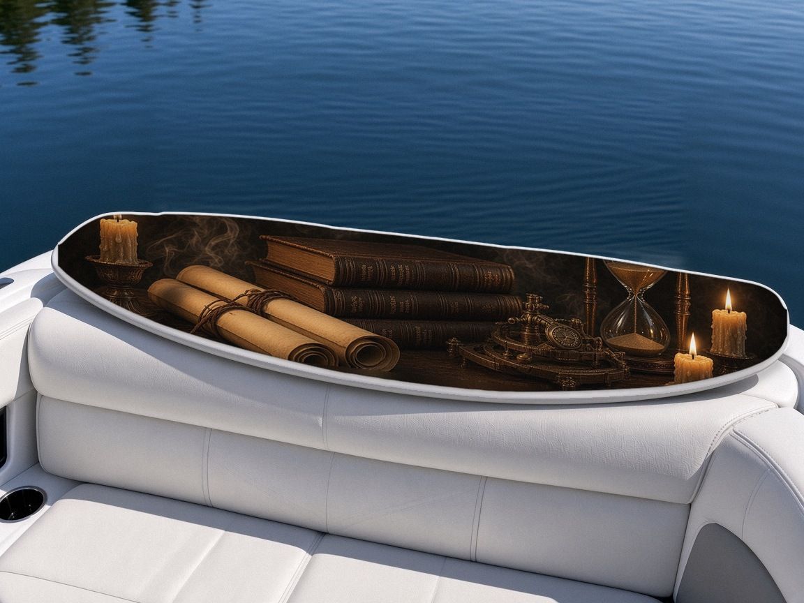 Vampire Library Skull Globe wakeboard, on the boat wrap, bottom side