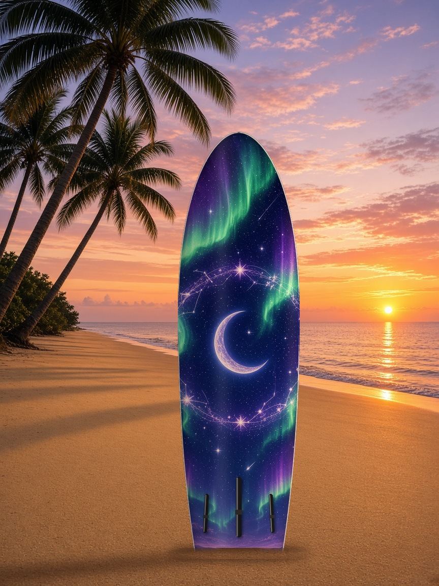 Wizard Tower Aurora Circle paddleboard wrap, bottom side