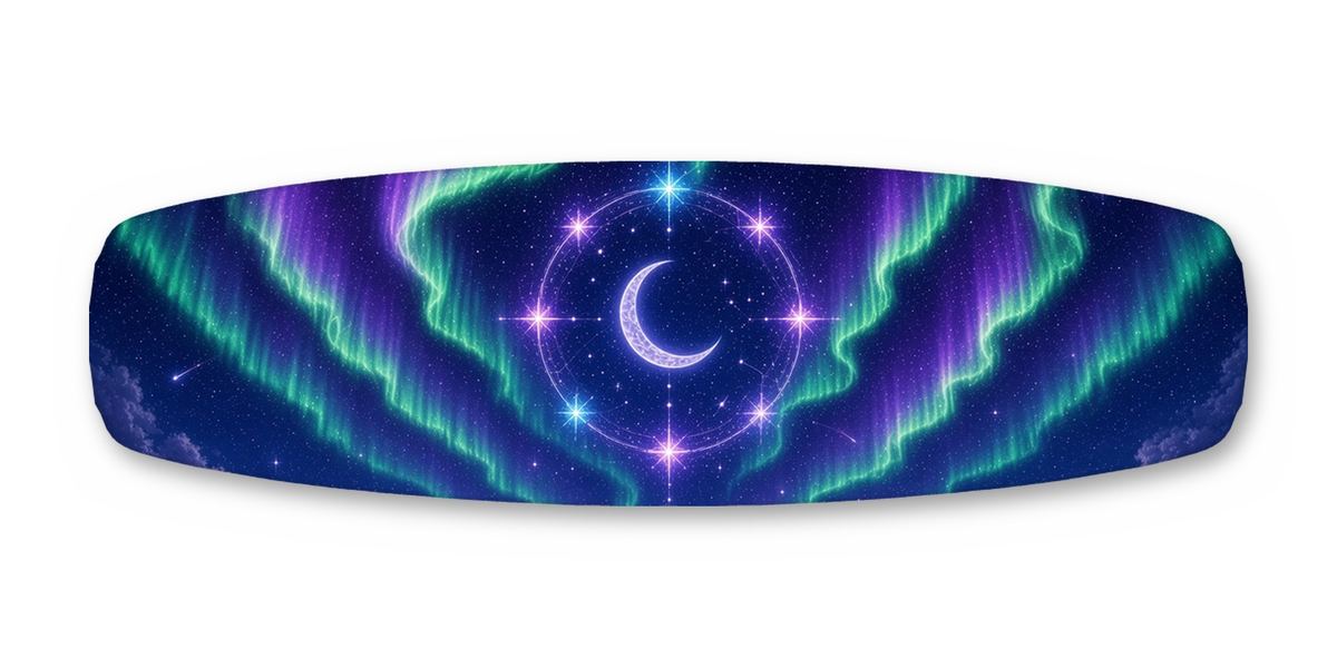 Wizard Tower Aurora Circle wakeboard, studio shot wrap, bottom side