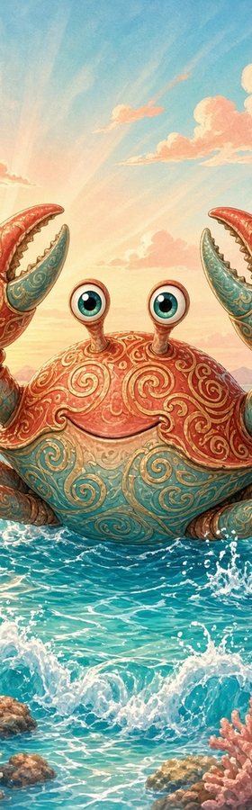 Giant Crab flat artwork, Mythic Water collection