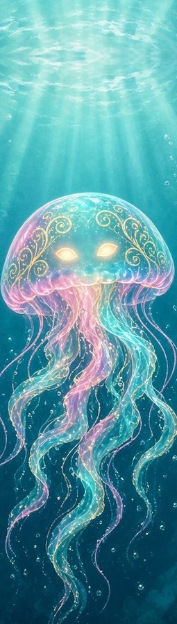 Jellyfish flat artwork, Mythic Water collection