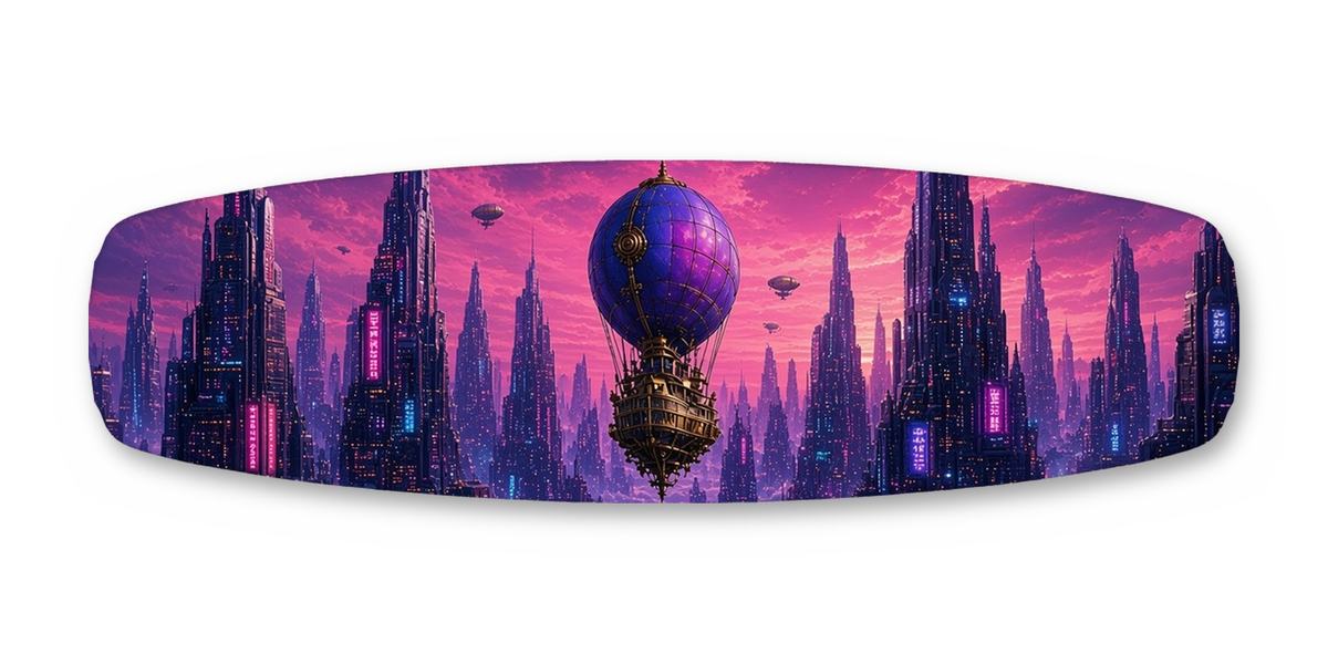 Airship Cloud City wakeboard, studio shot wrap, top side