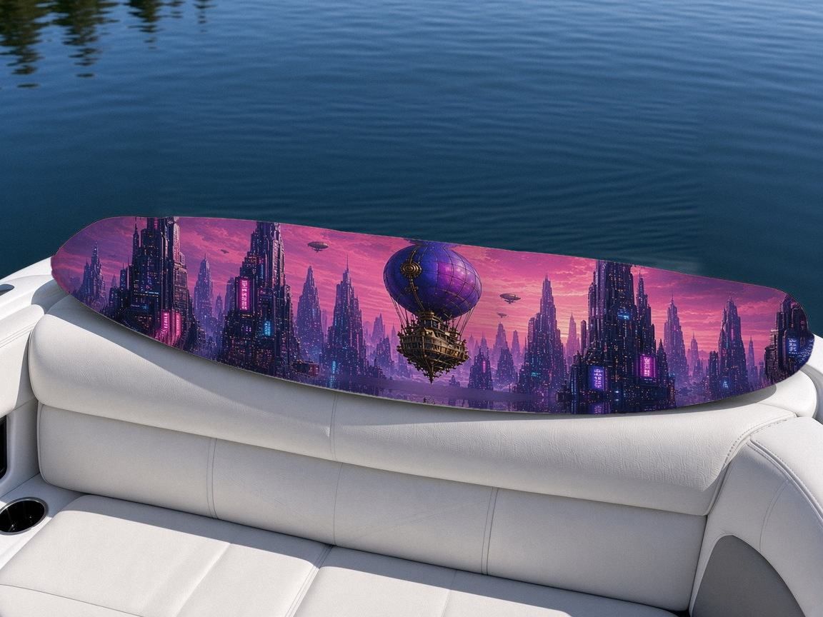 Airship Cloud City wakeboard, on the boat wrap, top side