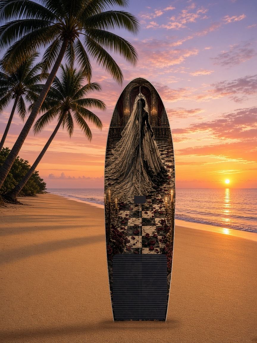 Ballroom Vampire Bride paddleboard wrap, top side