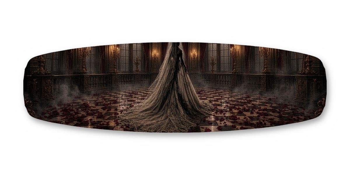 Ballroom Vampire Bride wakeboard, studio shot wrap, top side