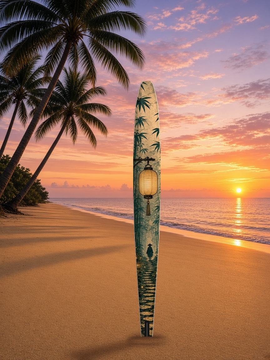 Bamboo Lantern Path slalom ski wrap, top side