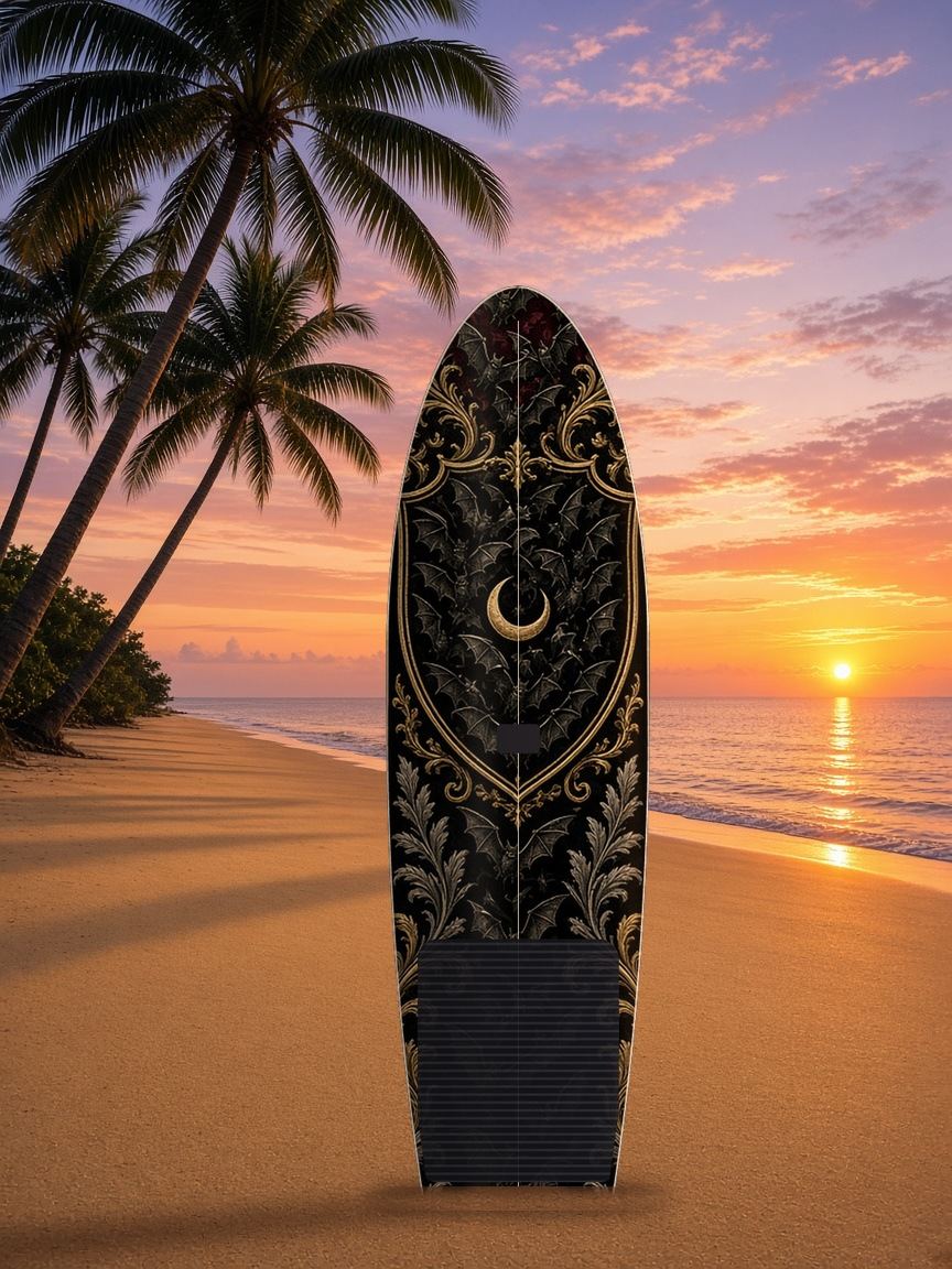 Bat Swarm Crest paddleboard wrap, top side