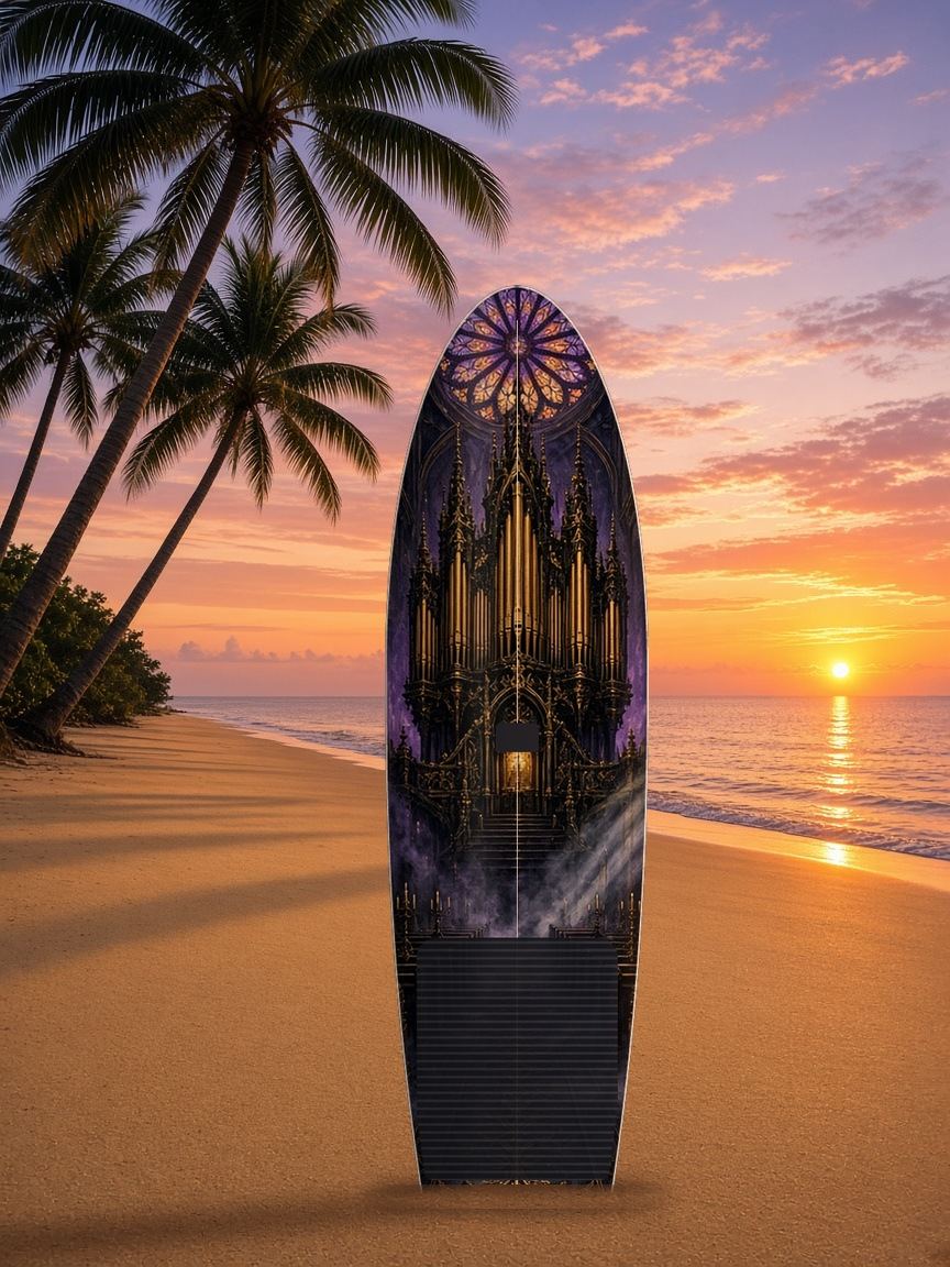 Cathedral Pipe Organ paddleboard wrap, top side