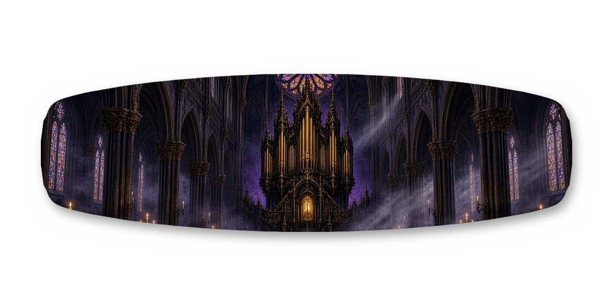 Cathedral Pipe Organ wakeboard, studio shot wrap, top side