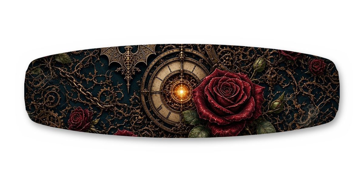 Clockwork Gear Rose wakeboard, studio shot wrap, top side