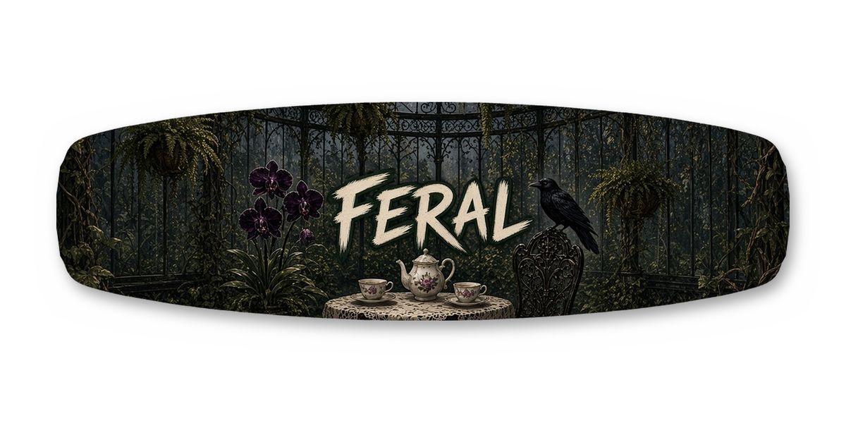 Conservatory Orchid Crow Feral wakeboard, studio shot wrap, top side