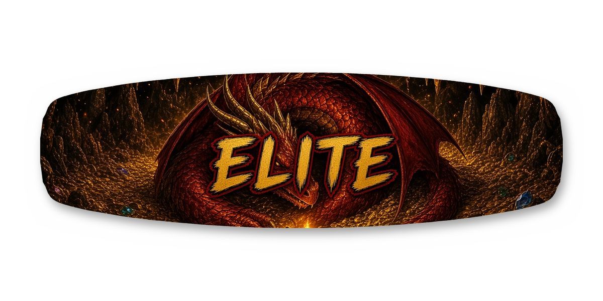 Dragon Hoard Knight Elite wakeboard, studio shot wrap, top side