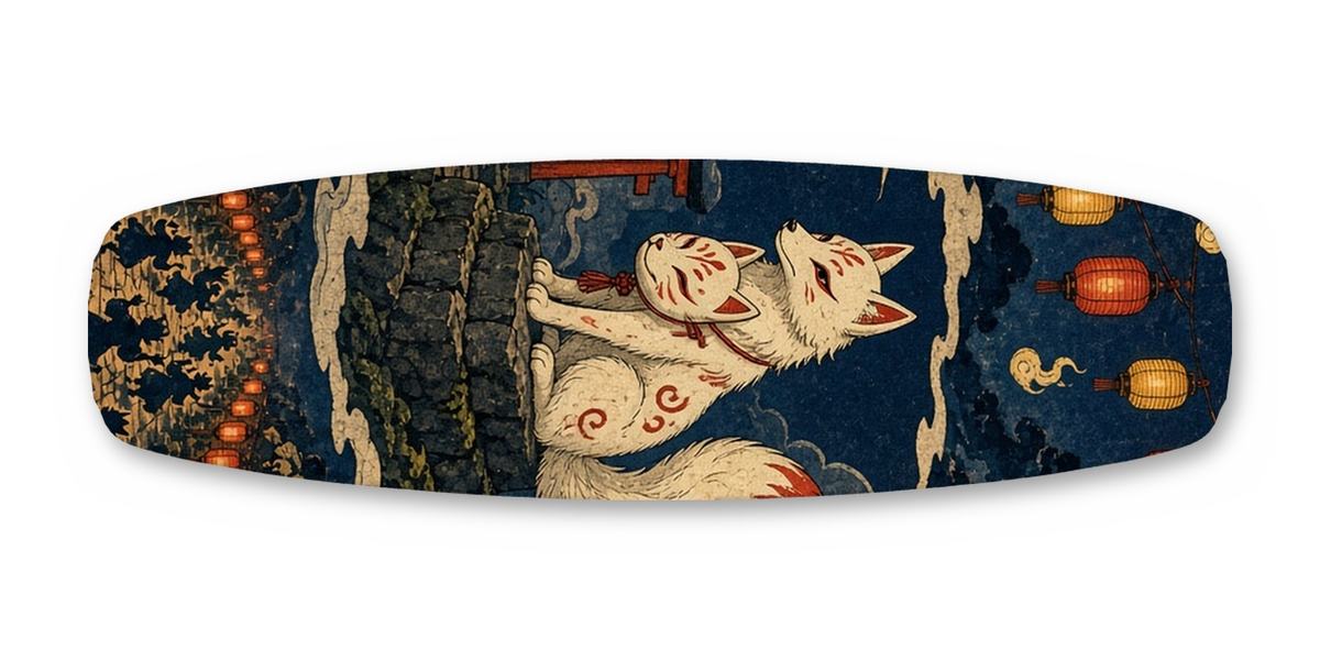 Fox Spirit Festival wakeboard, studio shot wrap, top side