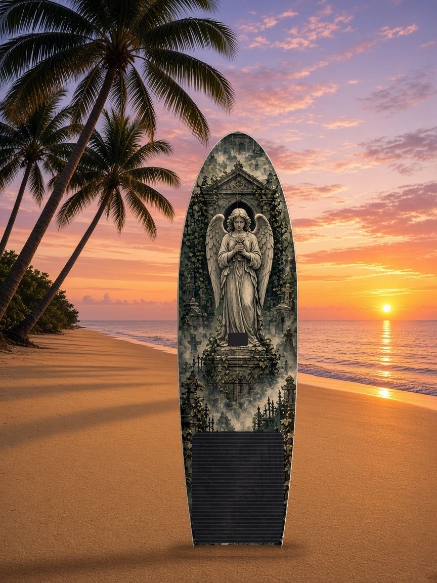 Graveyard Angel Mausoleum paddleboard wrap, top side