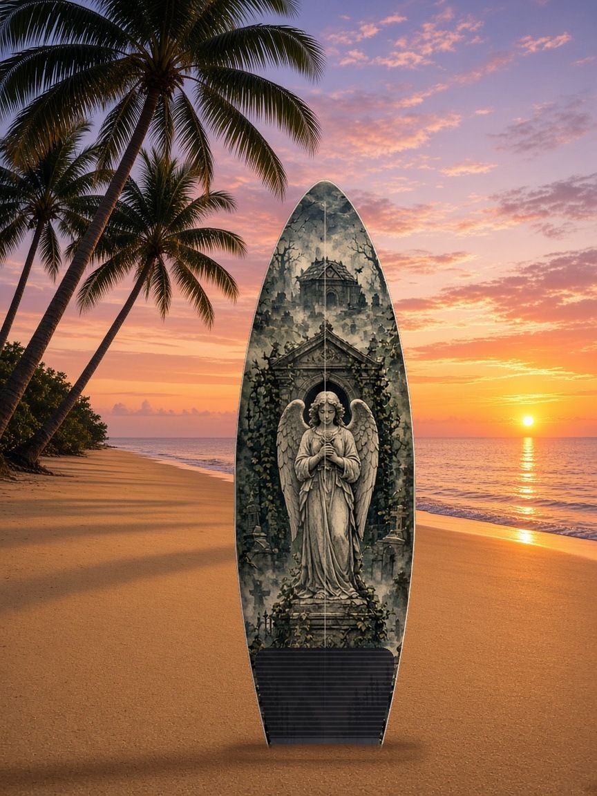 Graveyard Angel Mausoleum surfboard wrap, top side