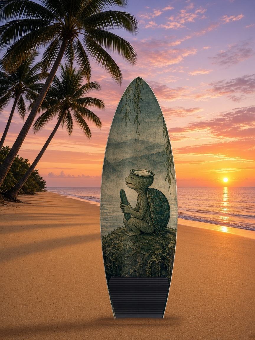 Kappa Moon River surfboard wrap, top side