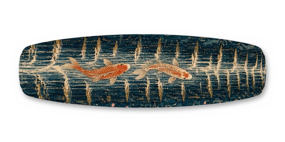 Koi Waterfall Ascent wakeboard, studio shot wrap, top side