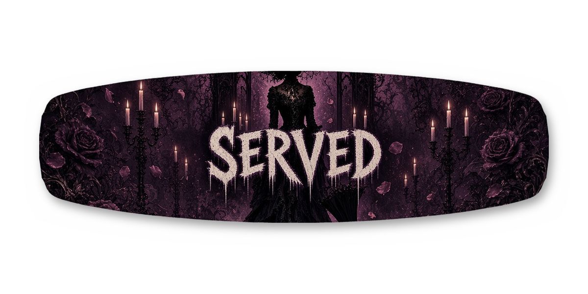Lady In Black Served wakeboard, studio shot wrap, top side