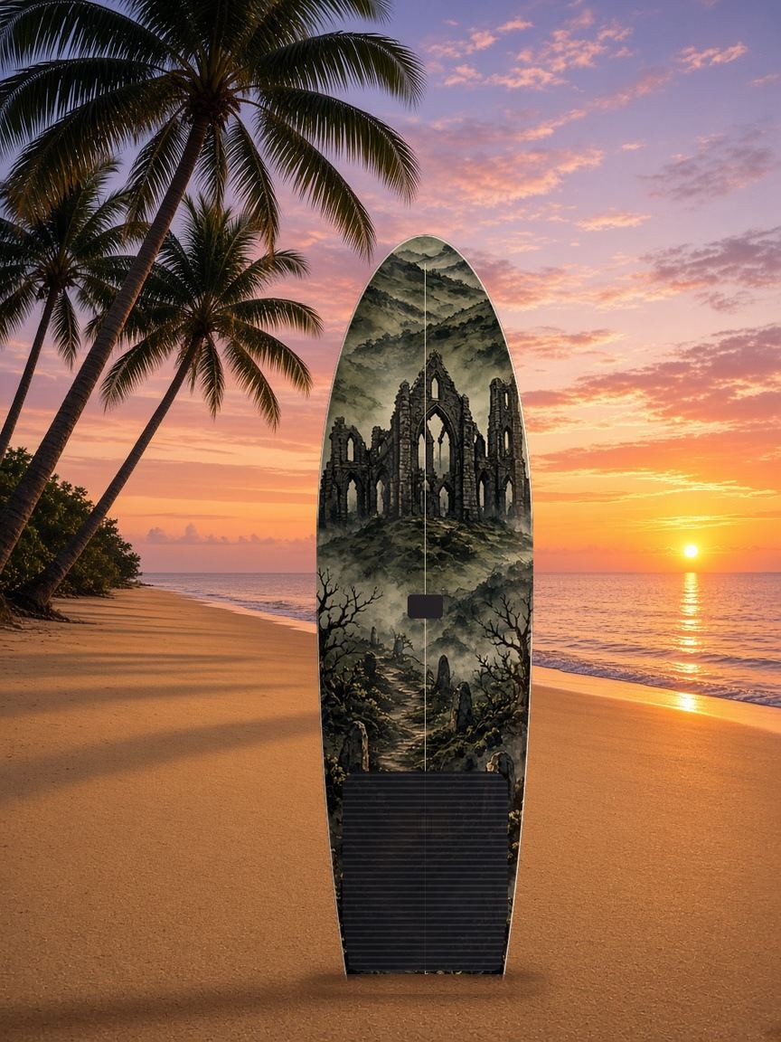 Moor Ruined Abbey paddleboard wrap, top side