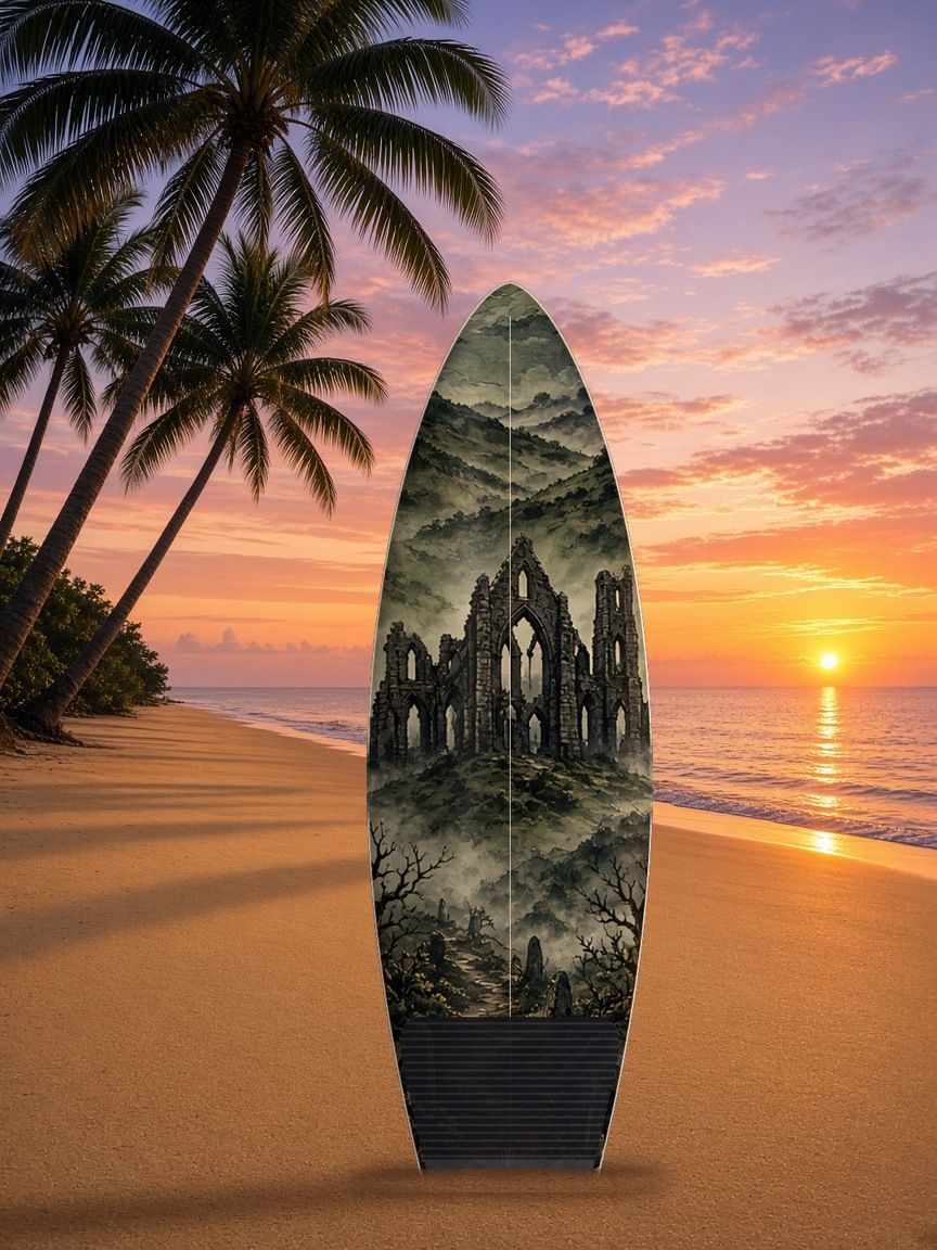 Moor Ruined Abbey surfboard wrap, top side