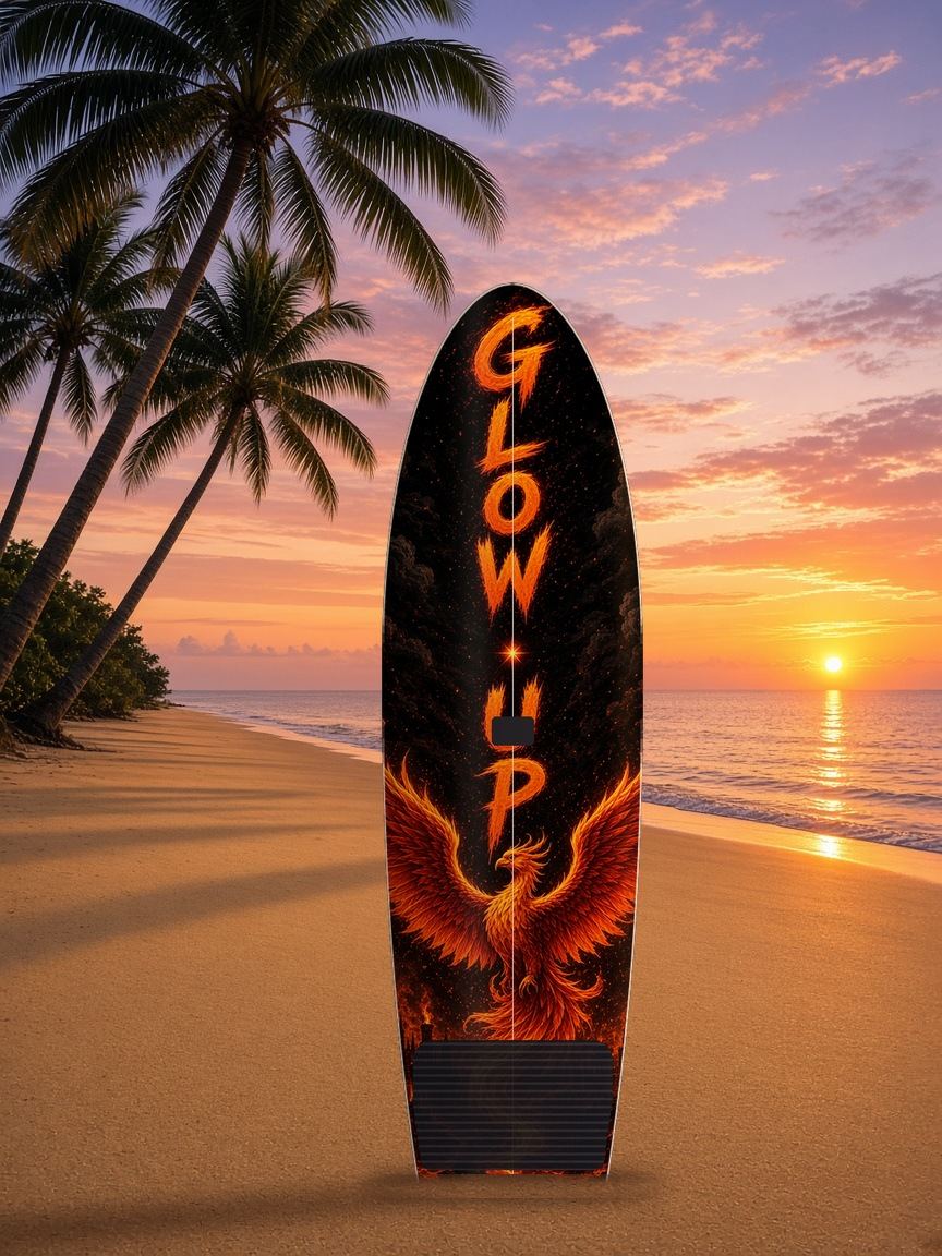 Phoenix Forge City Glowup paddleboard wrap, top side