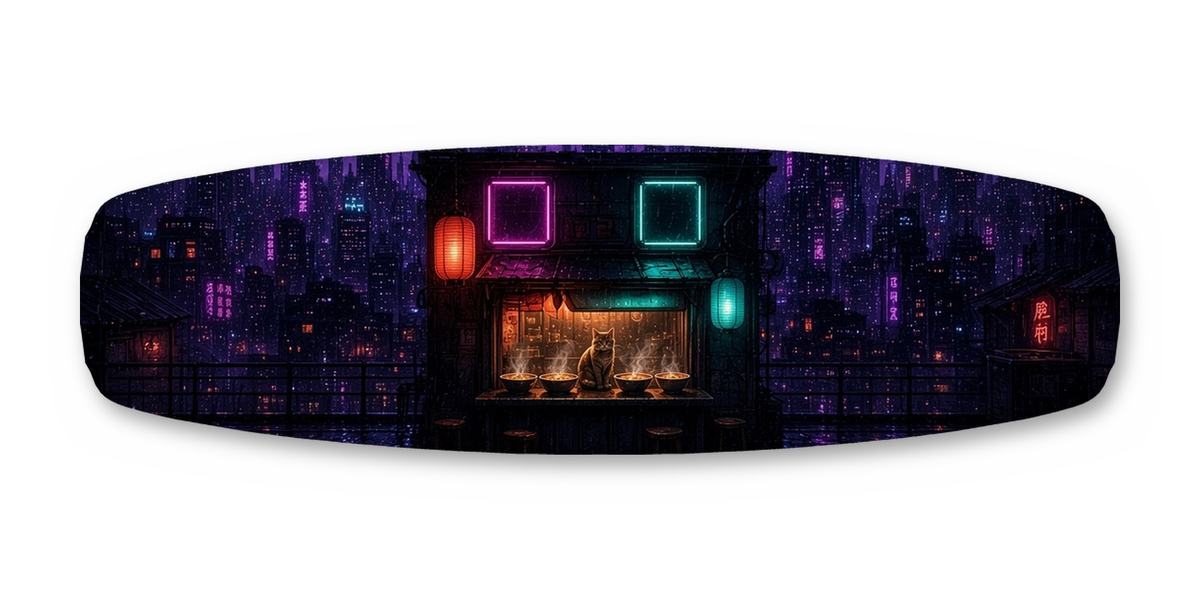 Ramen Shop Rain wakeboard, studio shot wrap, top side