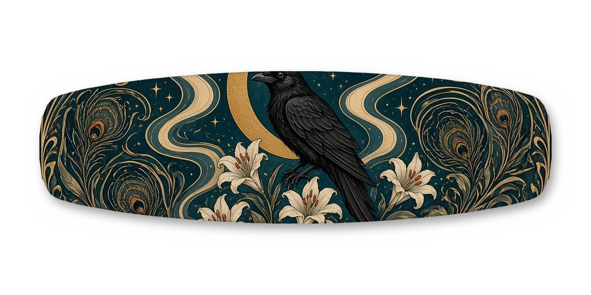 Raven Crescent Nouveau wakeboard, studio shot wrap, top side