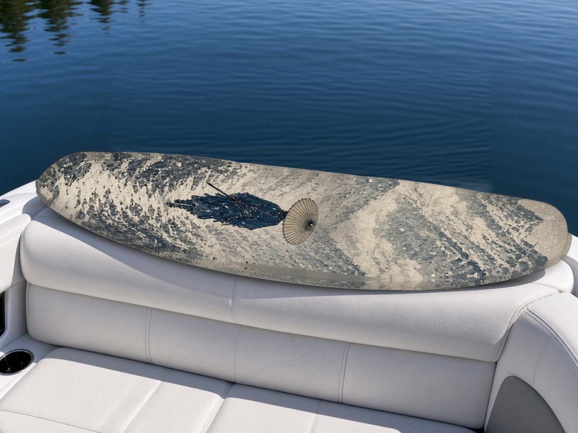 Ronin Snow Umbrella wakeboard, on the boat wrap, top side
