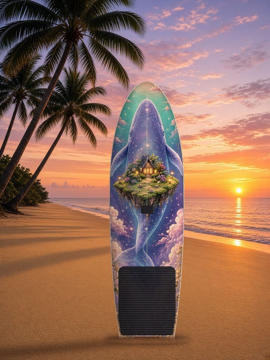 Sky Whale Floating Islands paddleboard wrap, top side