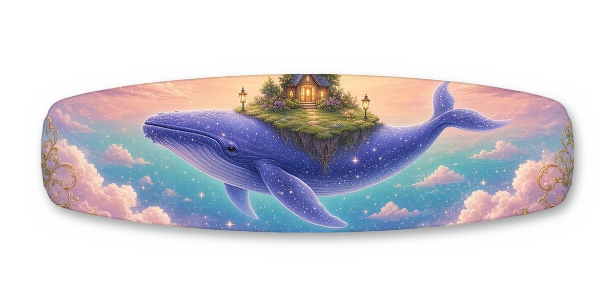 Sky Whale Floating Islands wakeboard, studio shot wrap, top side