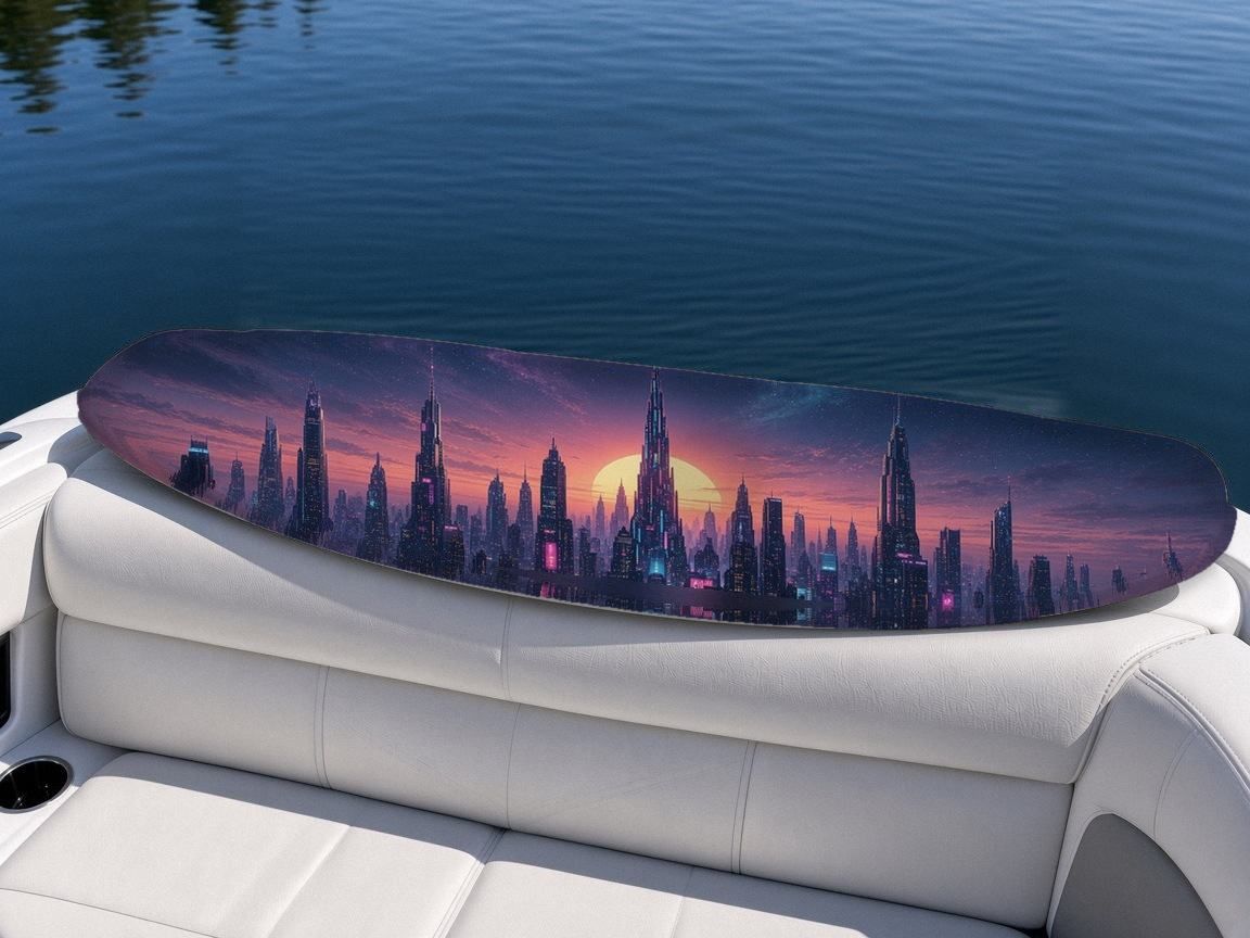 Skyline Dawn Bay wakeboard, on the boat wrap, top side