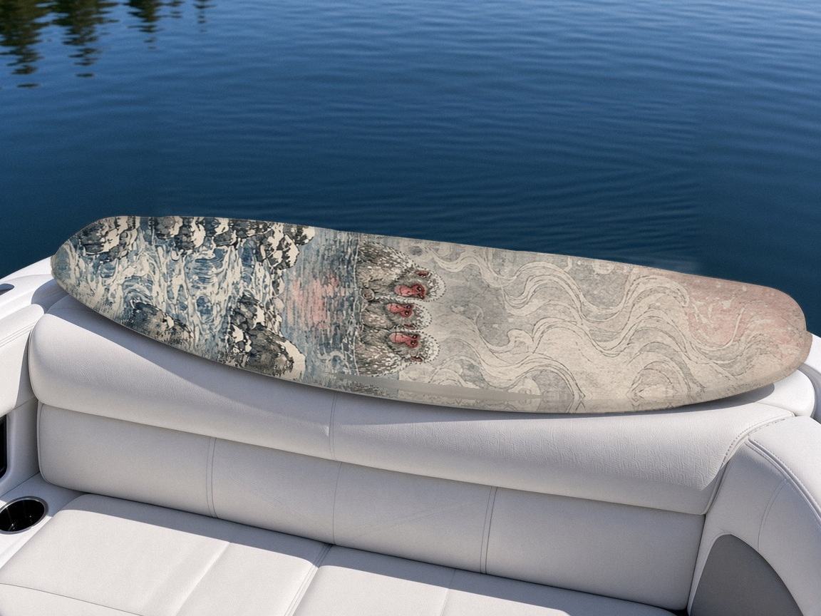 Snow Monkeys Hot Spring wakeboard, on the boat wrap, top side